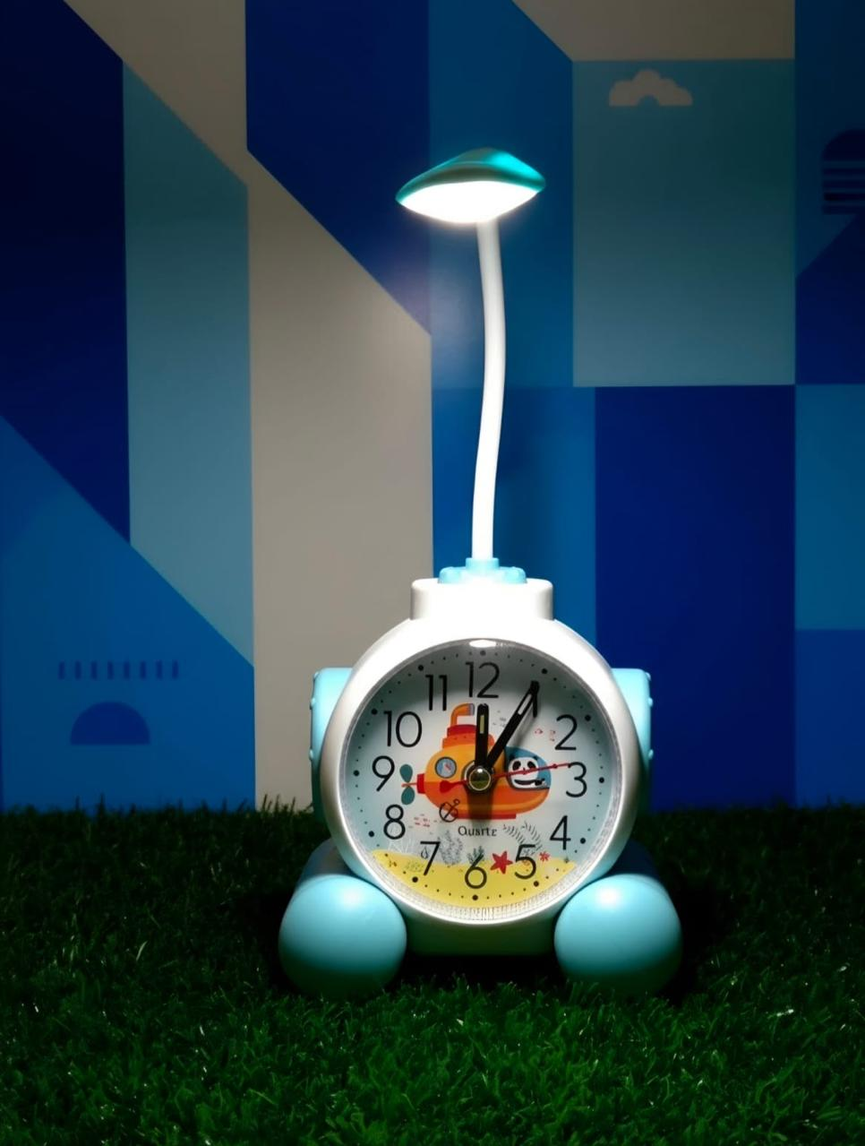 Kids’ Submarine LED Study Lamp with Analog Desk Clock