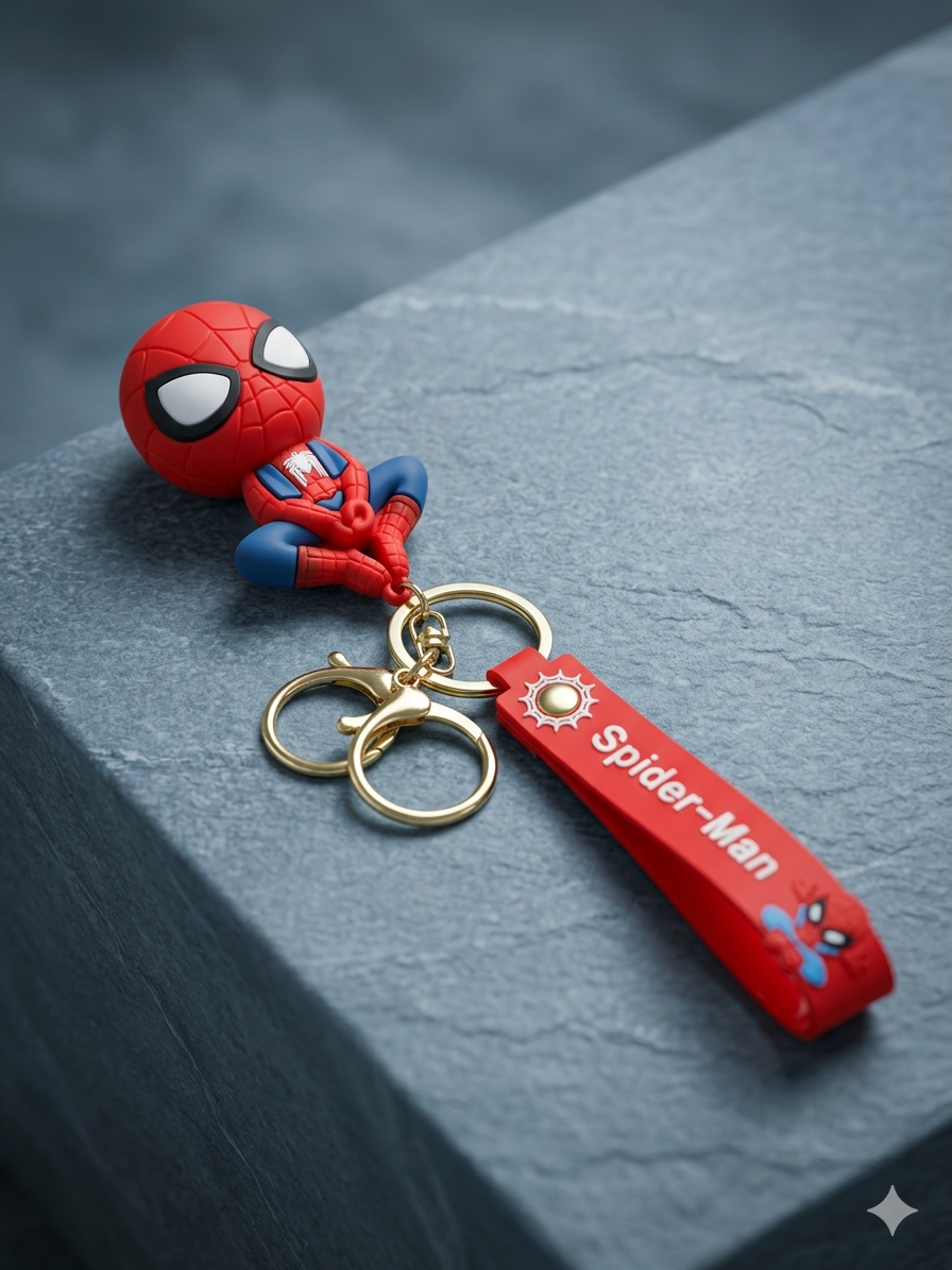 Spider-Man Cartoon Key Ring | Cute Superhero Keychain for Kids & Marvel Fans
