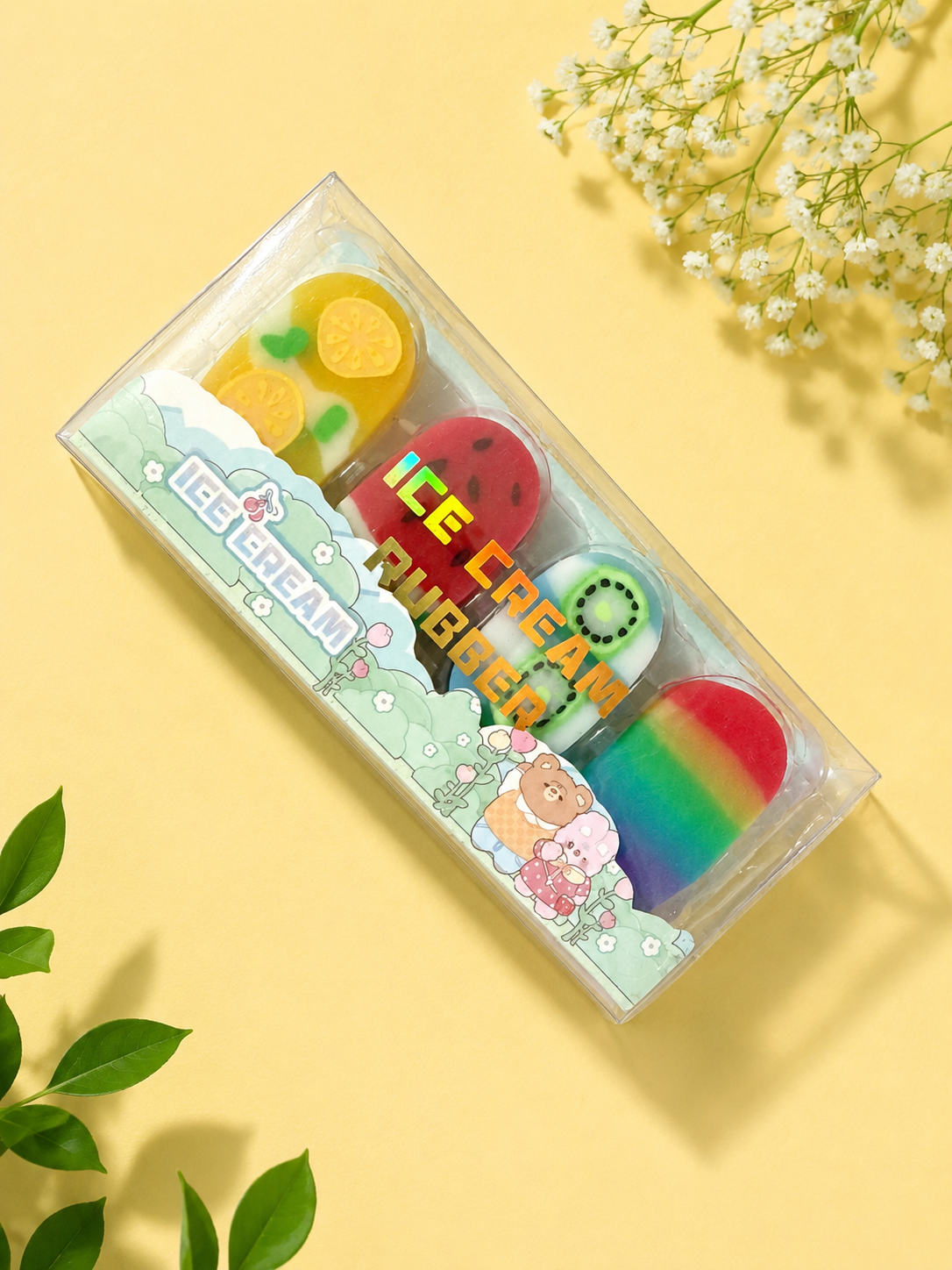 Ice Cream Rubber Eraser Set | Cute Fruit Erasers for Kids