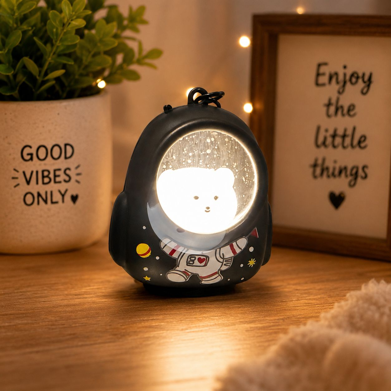 Cute Sleeping Astronaut Bear Keychain | Kawaii Space Bear Key Ring