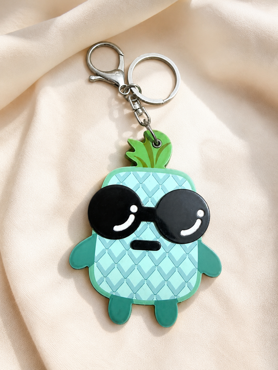 Cute Pineapple Mirror Keychain with Sunglasses