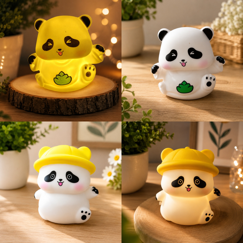 Cute Panda LED Night Light – Soft Silicone Bedside Lamp for Kids & Nursery